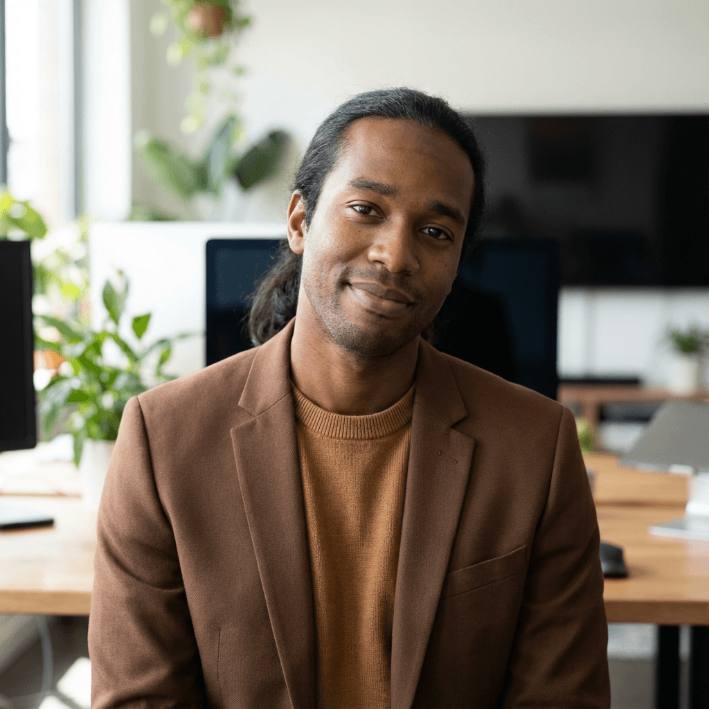 Rufus Devers, founder of Digital Plating INC, in a business casual shirt in a modern office